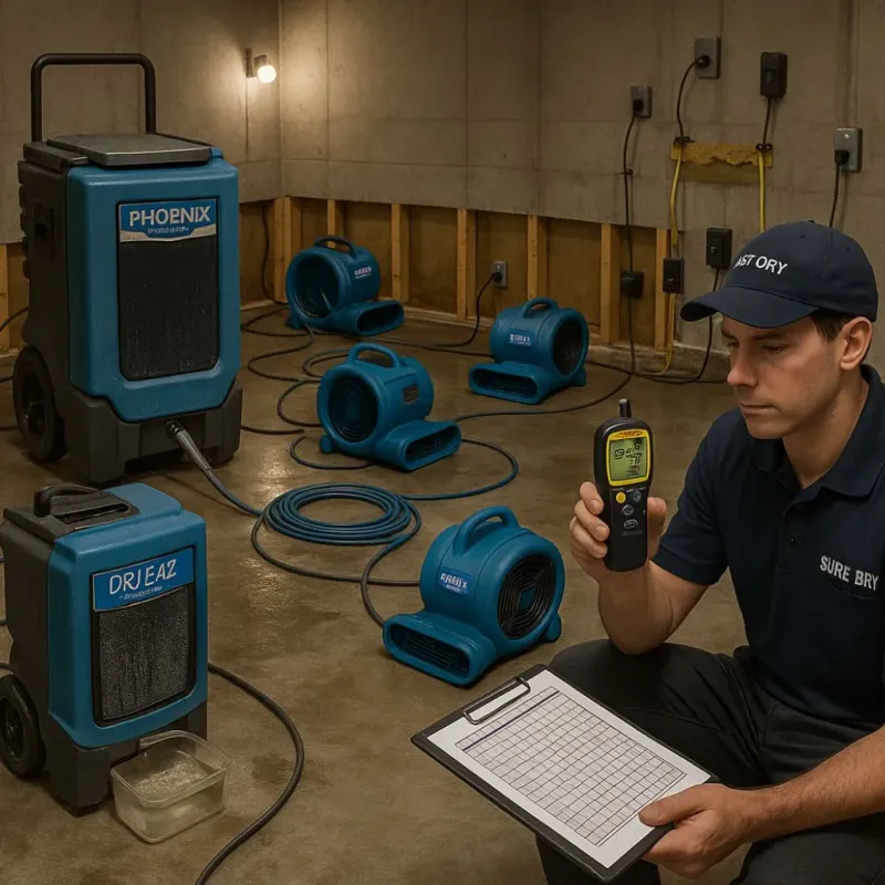 Structural Drying and Dehumidification process in Willits, CA